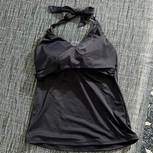 Athleta Navy Blue Twist Underwire Bra Cup Halter Tie swim Tankini Top SZ 36 B/C